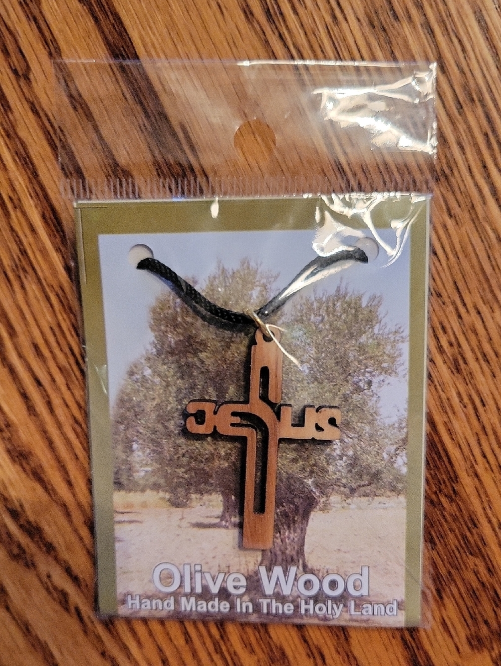 Olive Wood Cross Pendant Necklace